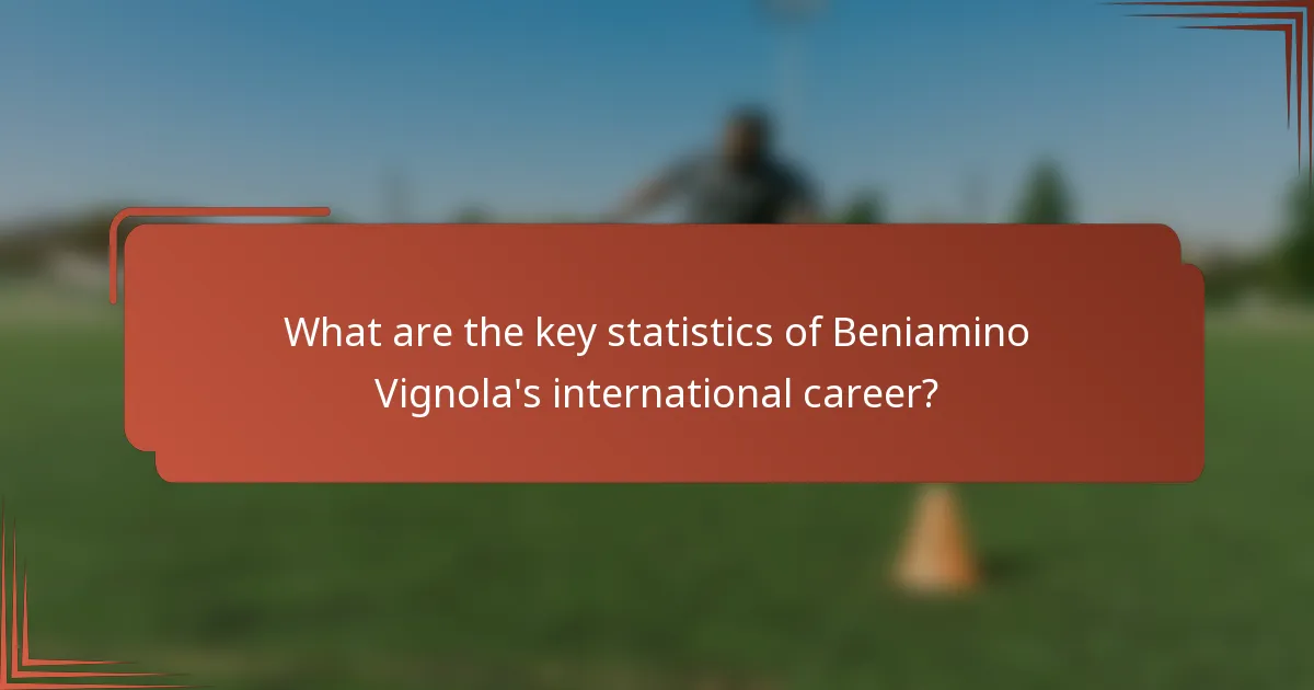 What are the key statistics of Beniamino Vignola's international career?